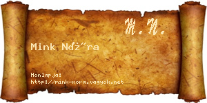 Mink Nóra névjegykártya